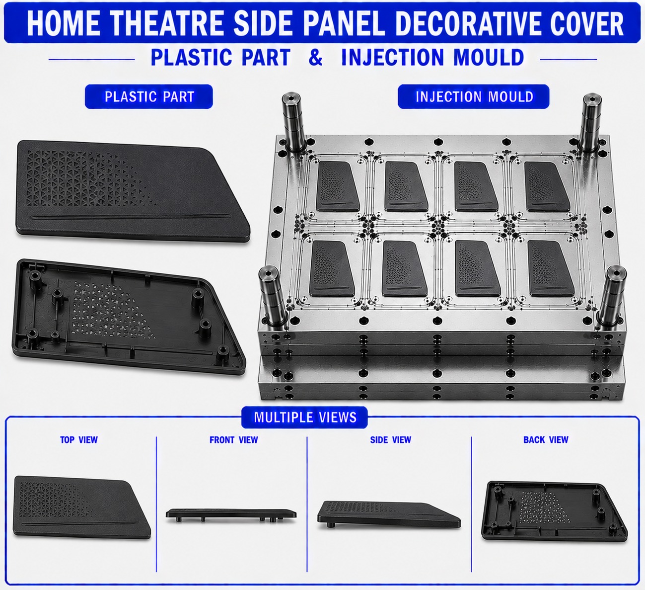 Home Theater Plastic Side Panel Decorative Cover Mould and Moulding Service
